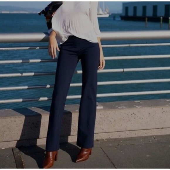 Betabrand Navy Blue Straight Leg Classic Dress Yoga Pants Size Large - Picture 2 of 10